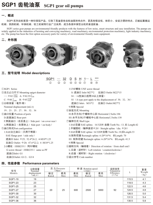 SGP1规格型号说明
